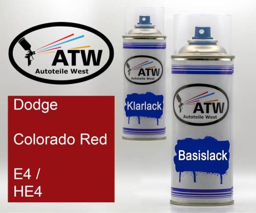 Dodge, Colorado Red, E4 / HE4: 400ml Sprühdose + 400ml Klarlack - Set, von ATW Autoteile West.